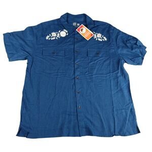 Latino Heritage Month Polo Shirt Mens XXL 2XL Blue Floral Embroidery Target NWT